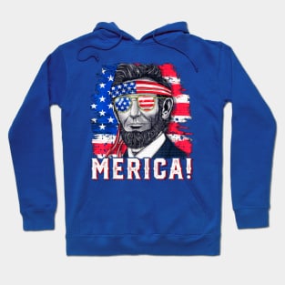 MERICA Abraham Lincoln 4th Of July Hoodie